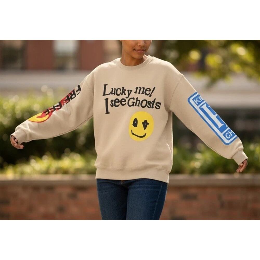 Lucky Me I See Ghosts Sweatshirt Kids See Ghosts Cudi Kanye Camp Flog Gnaw M